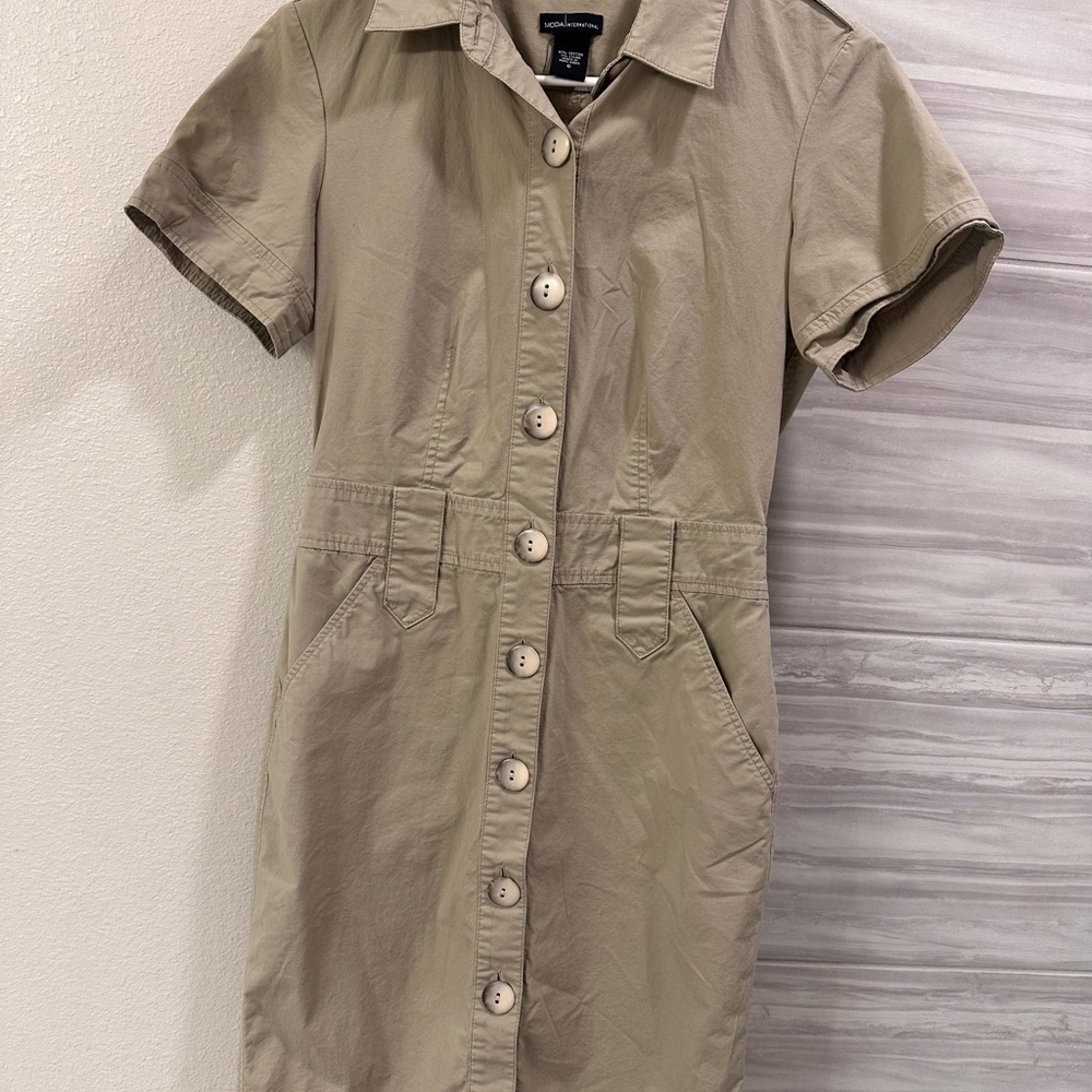 Moda International Beige Cotton Blend Dress